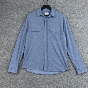 Faherty Legend Sweater Shirt Mens M Blue Knit Stretch Long Sleeve Workshirt